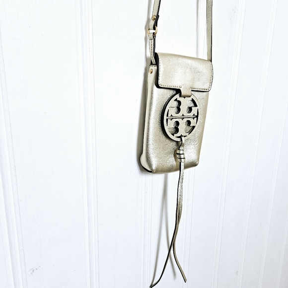 Tory Burch Handbags - Tory Burch Miller Nano Metallic Gold Crossbody Purse Womens Adjustable Strap